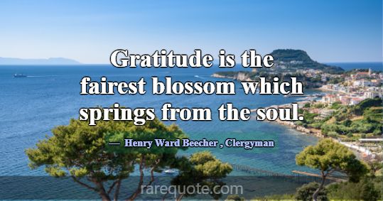 Gratitude is the fairest blossom which springs fro... -Henry Ward Beecher