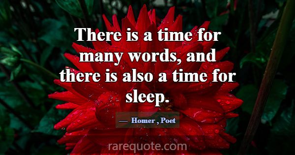 There is a time for many words, and there is also ... -Homer