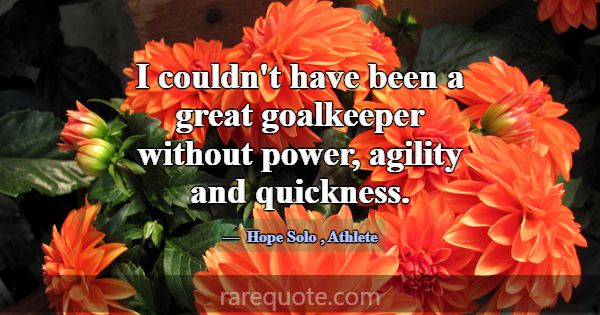 I couldn't have been a great goalkeeper without po... -Hope Solo