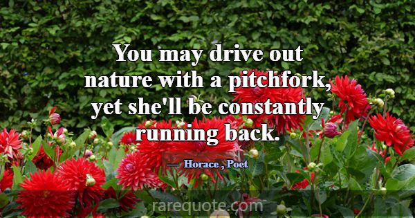 You may drive out nature with a pitchfork, yet she... -Horace