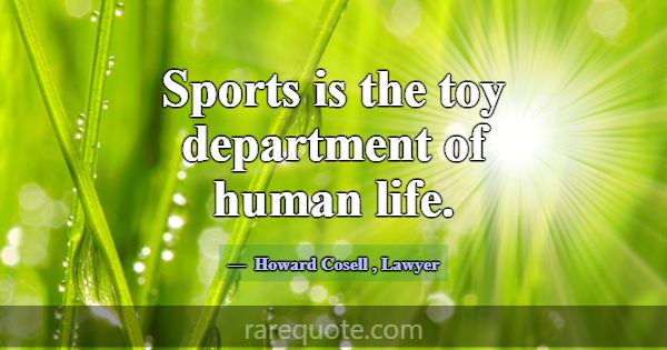 Sports is the toy department of human life.... -Howard Cosell