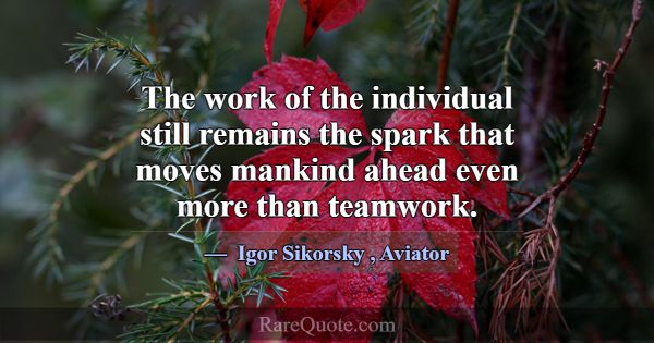 The work of the individual still remains the spark... -Igor Sikorsky