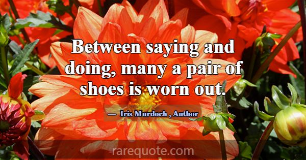 Between saying and doing, many a pair of shoes is ... -Iris Murdoch