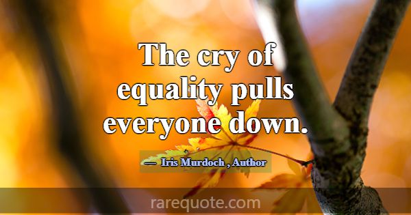 The cry of equality pulls everyone down.... -Iris Murdoch