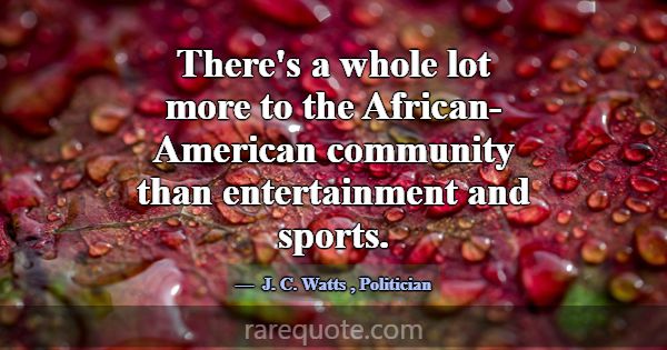 There's a whole lot more to the African-American c... -J. C. Watts