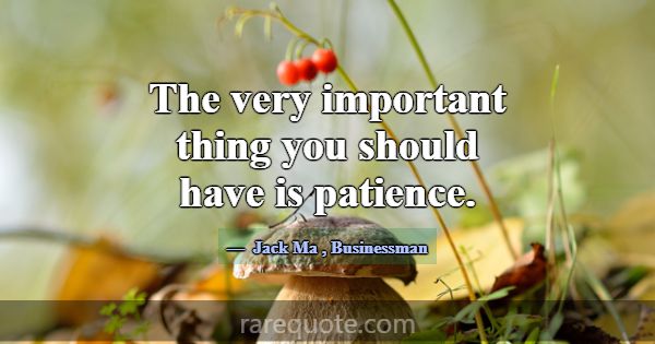 The very important thing you should have is patien... -Jack Ma
