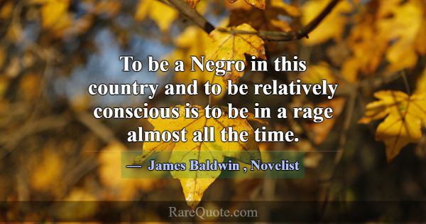 To be a Negro in this country and to be relatively... -James Baldwin