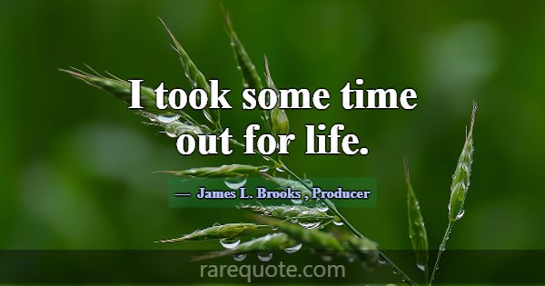 I took some time out for life.... -James L. Brooks