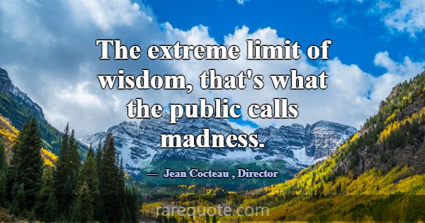 The extreme limit of wisdom, that's what the publi... -Jean Cocteau
