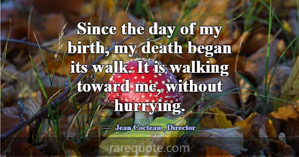 Since the day of my birth, my death began its walk... -Jean Cocteau