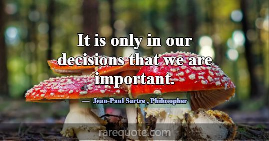 It is only in our decisions that we are important.... -Jean-Paul Sartre