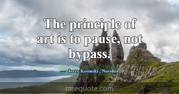 The principle of art is to pause, not bypass.... -Jerzy Kosinski