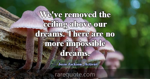 We've removed the ceiling above our dreams. There ... -Jesse Jackson