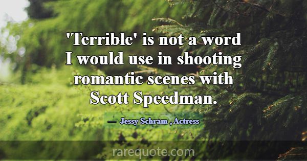 'Terrible' is not a word I would use in shooting r... -Jessy Schram