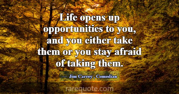 Life opens up opportunities to you, and you either... -Jim Carrey