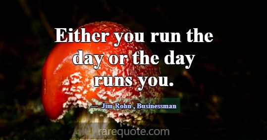 Either you run the day or the day runs you.... -Jim Rohn