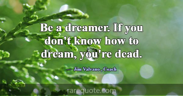 Be a dreamer. If you don't know how to dream, you'... -Jim Valvano