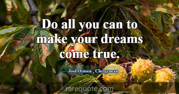 Do all you can to make your dreams come true.... -Joel Osteen