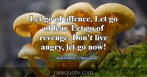 Let go of offence. Let go of fear. Let go of reven... -Joel Osteen