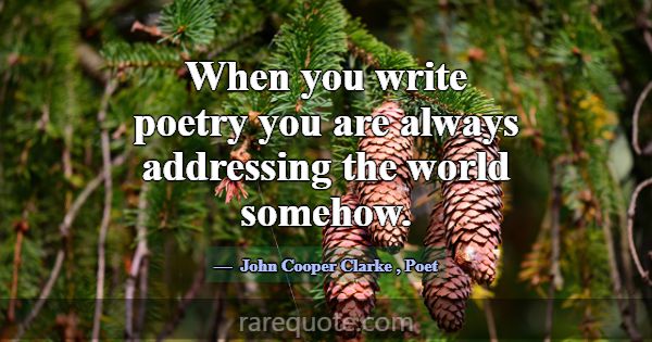 When you write poetry you are always addressing th... -John Cooper Clarke