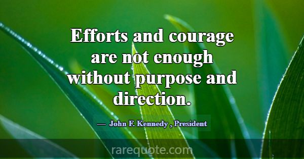 Efforts and courage are not enough without purpose... -John F. Kennedy