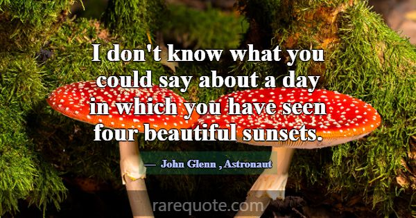 I don't know what you could say about a day in whi... -John Glenn