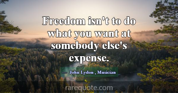 Freedom isn't to do what you want at somebody else... -John Lydon