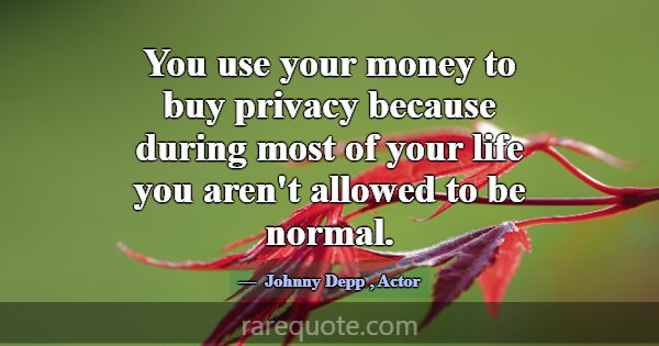 You use your money to buy privacy because during m... -Johnny Depp