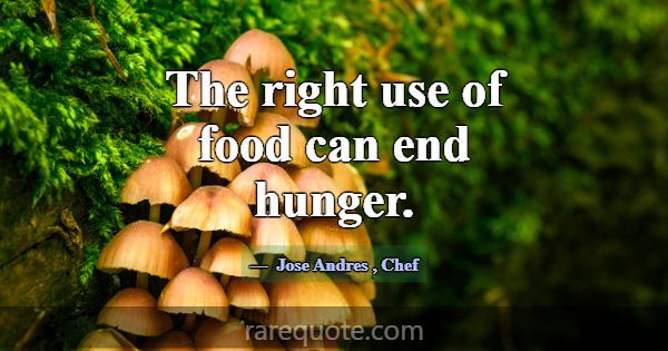 The right use of food can end hunger.... -Jose Andres