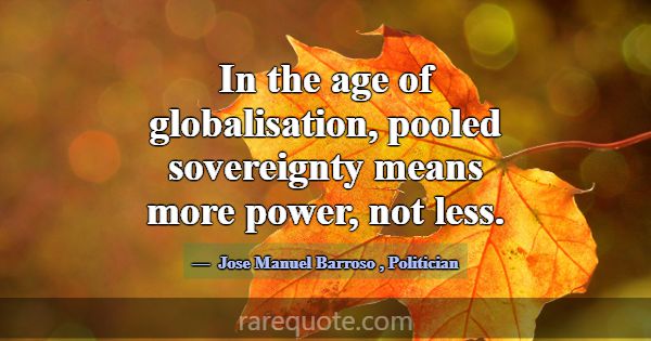 In the age of globalisation, pooled sovereignty me... -Jose Manuel Barroso
