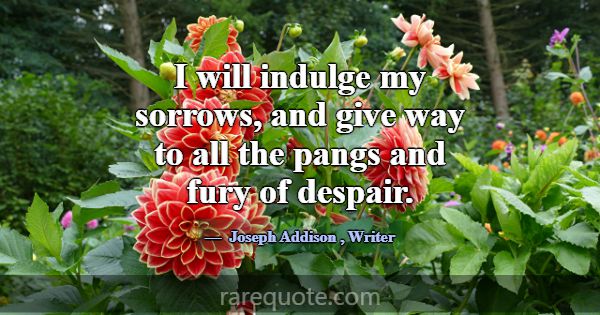 I will indulge my sorrows, and give way to all the... -Joseph Addison