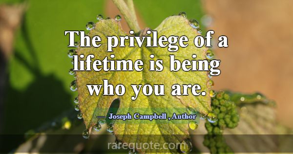 The privilege of a lifetime is being who you are.... -Joseph Campbell