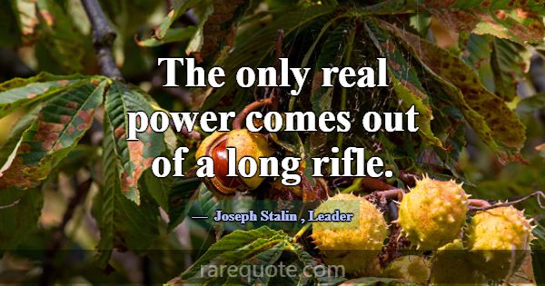The only real power comes out of a long rifle.... -Joseph Stalin