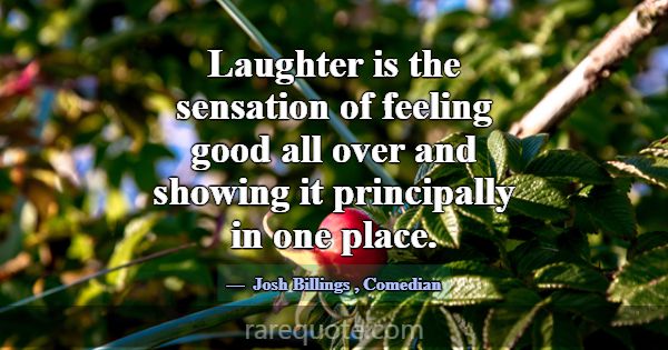 Laughter is the sensation of feeling good all over... -Josh Billings