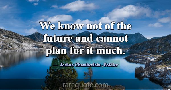 We know not of the future and cannot plan for it m... -Joshua Chamberlain