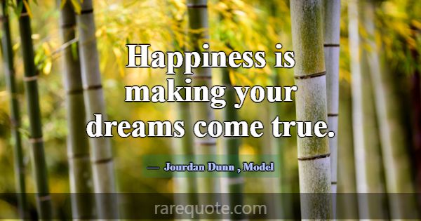 Happiness is making your dreams come true.... -Jourdan Dunn