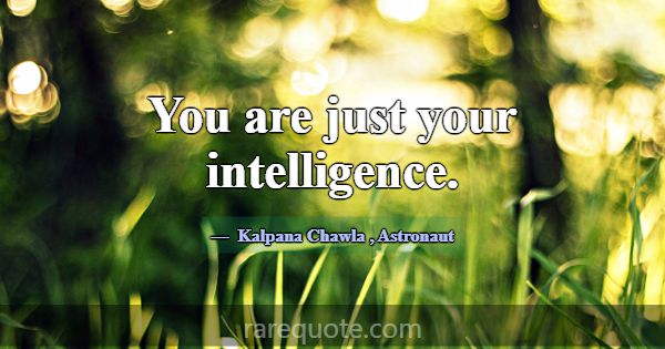 You are just your intelligence.... -Kalpana Chawla