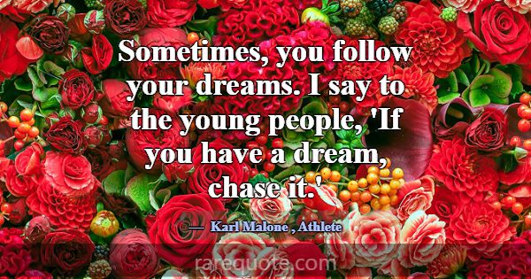 Sometimes, you follow your dreams. I say to the yo... -Karl Malone