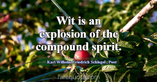 Wit is an explosion of the compound spirit.... -Karl Wilhelm Friedrich Schlegel