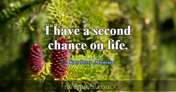 I have a second chance on life.... -Katy Perry