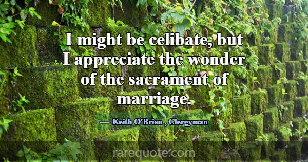 I might be celibate, but I appreciate the wonder o... -Keith O\'Brien