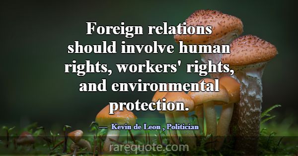 Foreign relations should involve human rights, wor... -Kevin de Leon