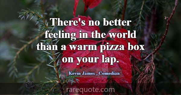 There's no better feeling in the world than a warm... -Kevin James