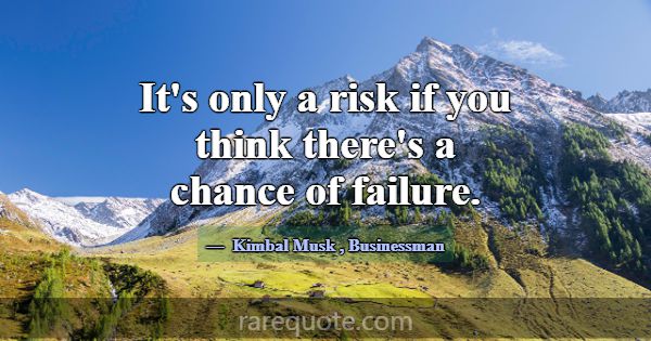 It's only a risk if you think there's a chance of ... -Kimbal Musk