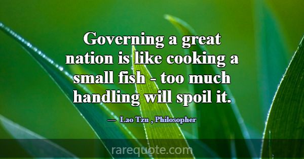 Governing a great nation is like cooking a small f... -Lao Tzu