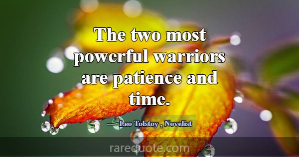 The two most powerful warriors are patience and ti... -Leo Tolstoy