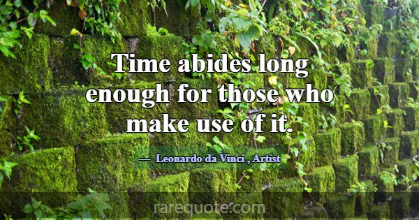 Time abides long enough for those who make use of ... -Leonardo da Vinci