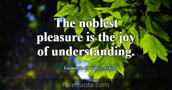 The noblest pleasure is the joy of understanding.... -Leonardo da Vinci