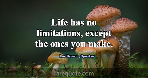 Life has no limitations, except the ones you make.... -Les Brown