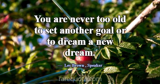 You are never too old to set another goal or to dr... -Les Brown